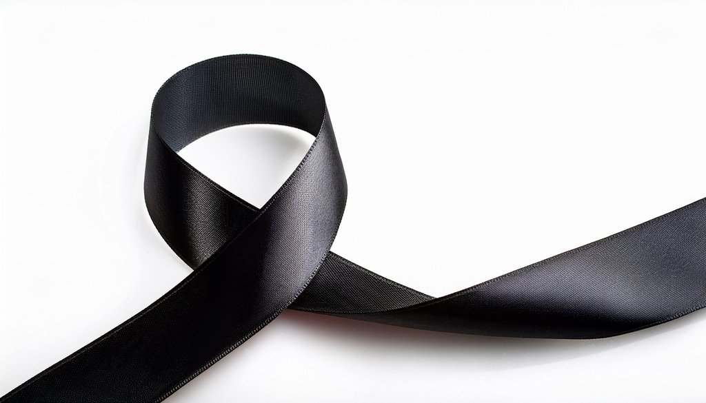 Black Ribbon on White Background, Mourning, Condolence, and Support czarna wstążka żałobna